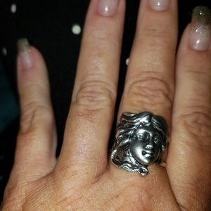 Solid Sterling Silver  Hand created Goddess ring